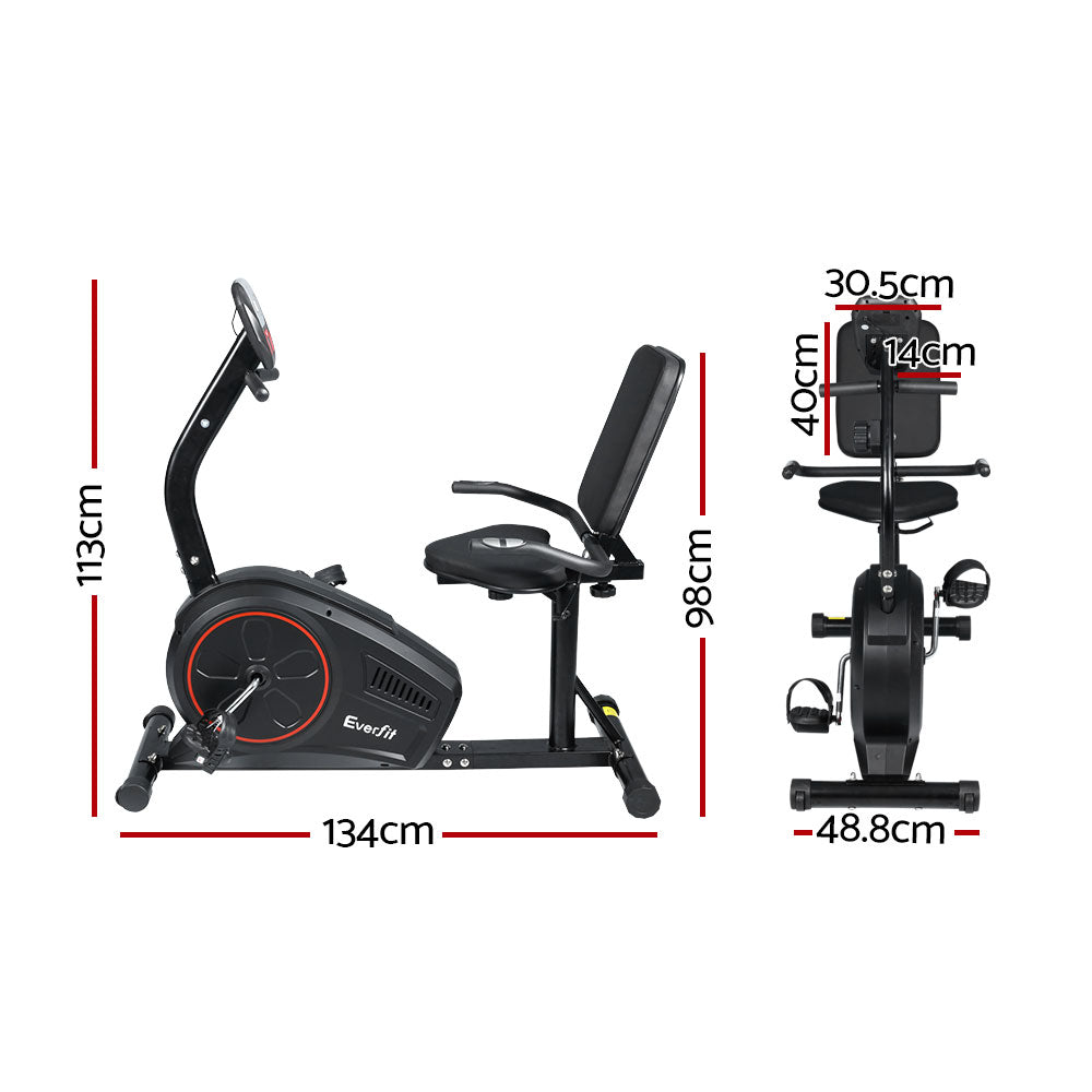 Exercise Bikes: Everfit Exercise Bike Magnetic Recumbent Indoor Cycling Home Gym Cardio 8 Level