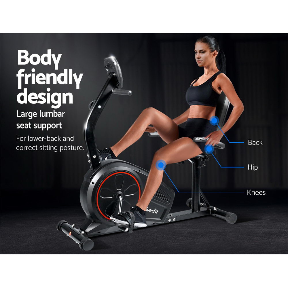 Exercise Bikes: Everfit Exercise Bike Magnetic Recumbent Indoor Cycling Home Gym Cardio 8 Level