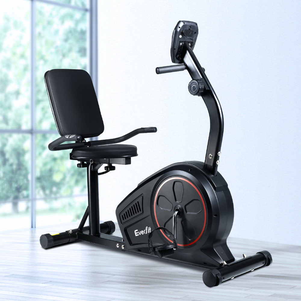 Exercise Bikes: Everfit Exercise Bike Magnetic Recumbent Indoor Cycling Home Gym Cardio 8 Level