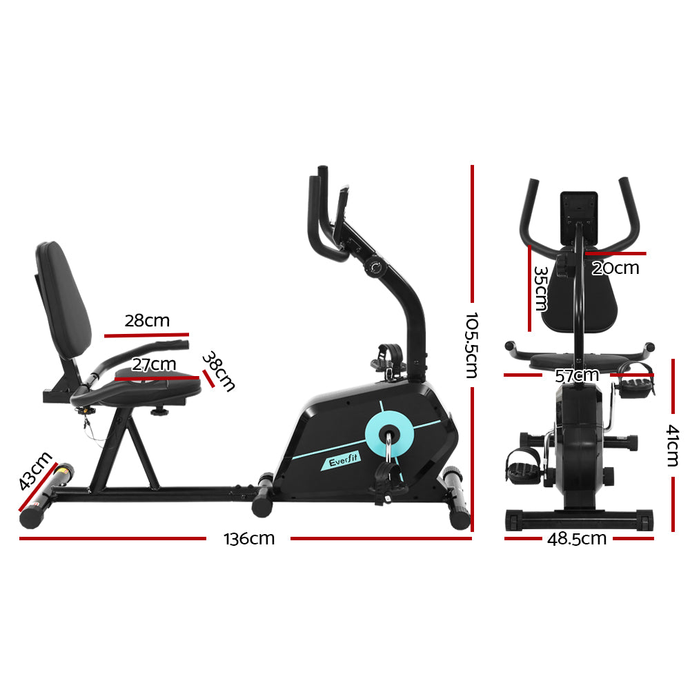 Exercise Bikes: Everfit Exercise Bike Magnetic Recumbent Indoor Cycling Home Gym Cardio 120kg