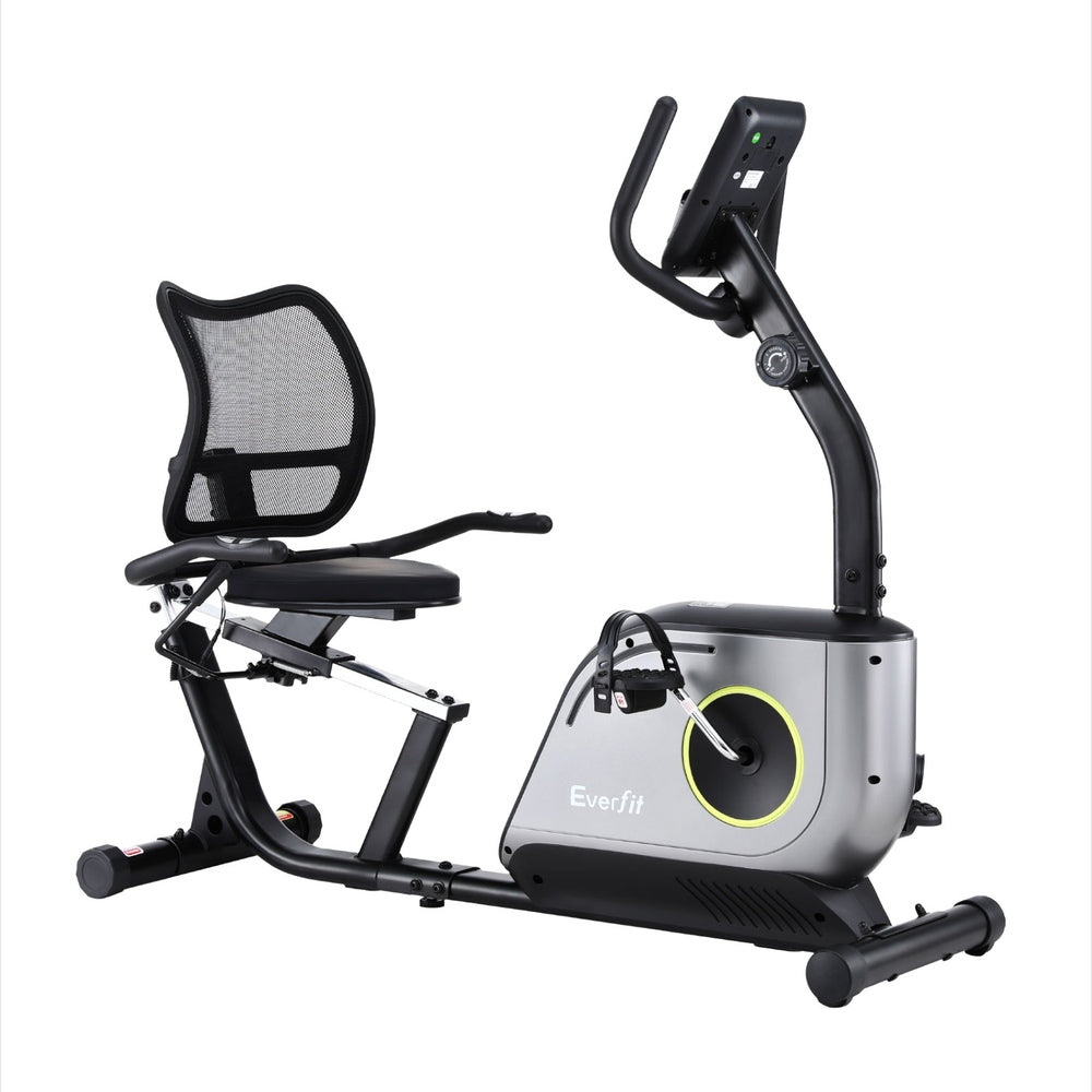 Exercise Bikes: Everfit Recumbent Exercise Bike Magnetic Cycling Mesh Chair 120kg Loading
