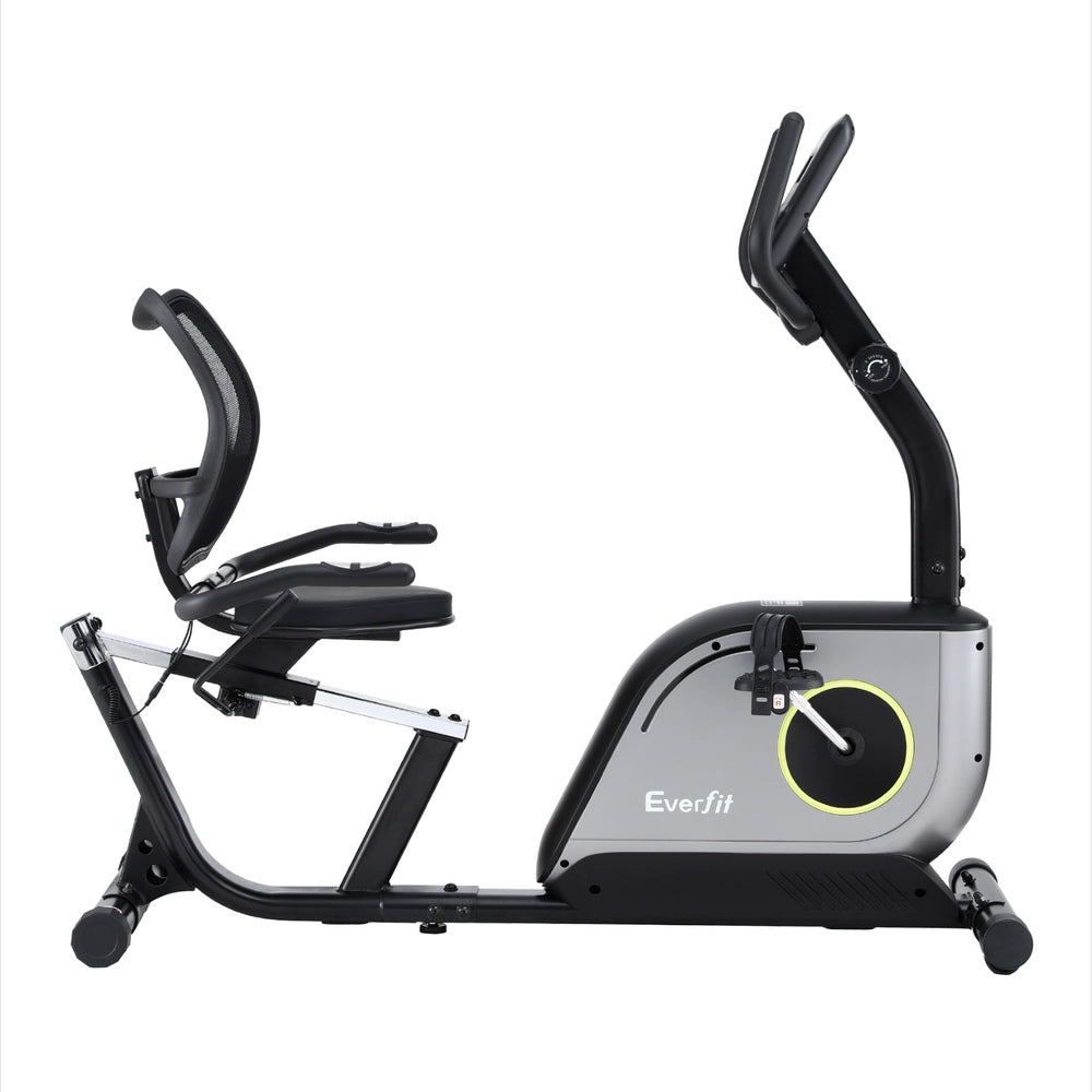 Exercise Bikes: Everfit Recumbent Exercise Bike Magnetic Cycling Mesh Chair 120kg Loading