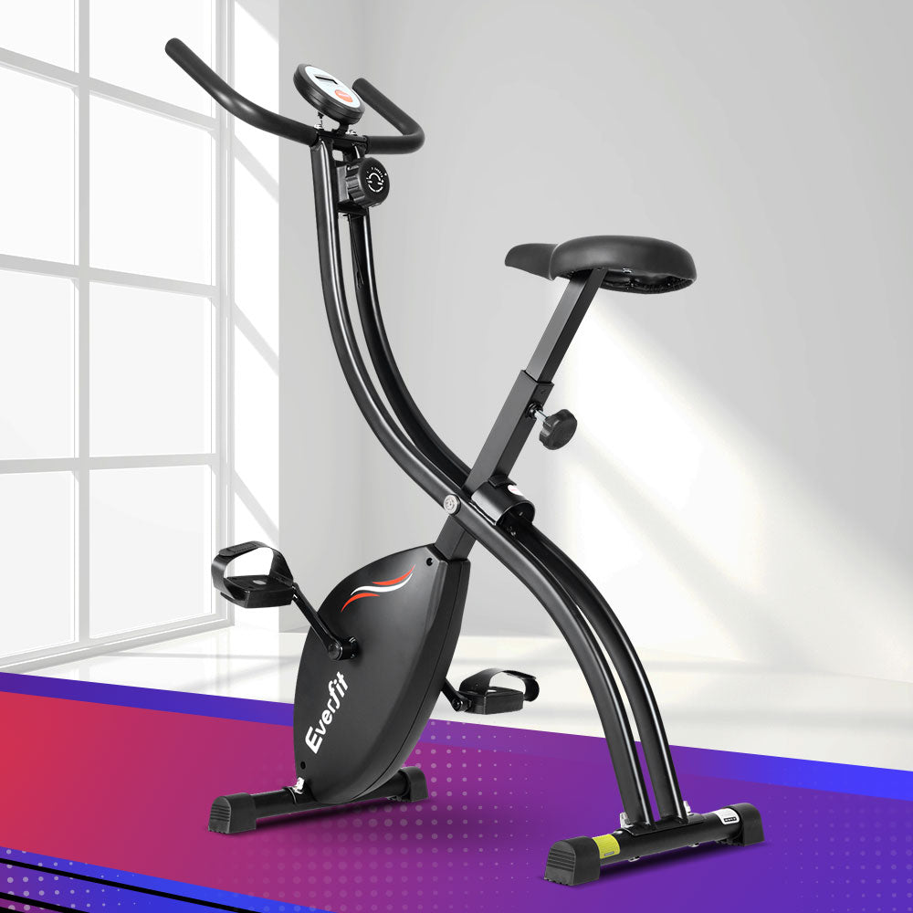 Exercise Bikes: Everfit Folding Exercise Bike Magnetic X-Bike Bicycle Indoor Cycling Cardio