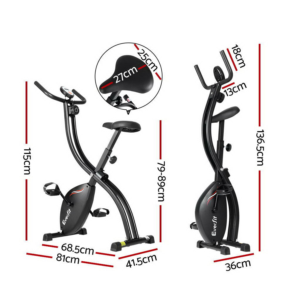Exercise Bikes: Everfit Folding Exercise Bike Magnetic X-Bike Bicycle Indoor Cycling Cardio