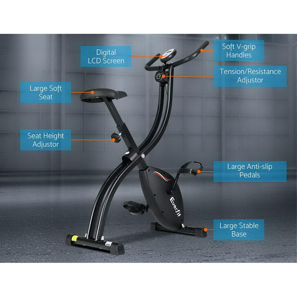 Exercise Bikes: Everfit Folding Exercise Bike Magnetic X-Bike Bicycle Indoor Cycling Cardio