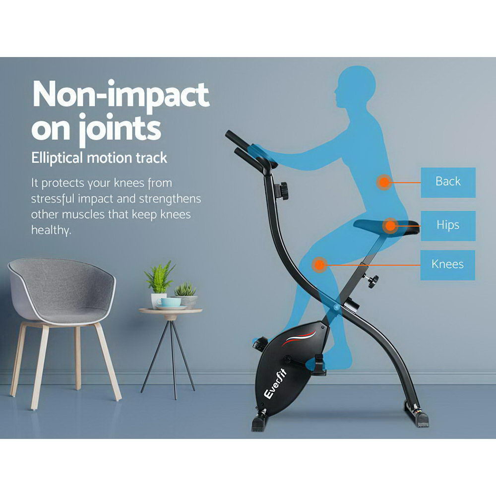Exercise Bikes: Everfit Folding Exercise Bike Magnetic X-Bike Bicycle Indoor Cycling Cardio