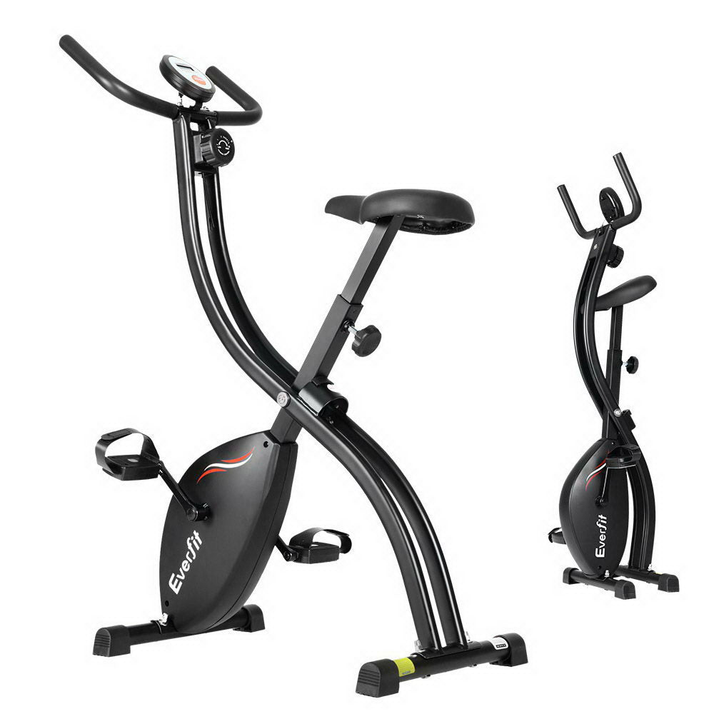 Exercise Bikes: Everfit Folding Exercise Bike Magnetic X-Bike Bicycle Indoor Cycling Cardio