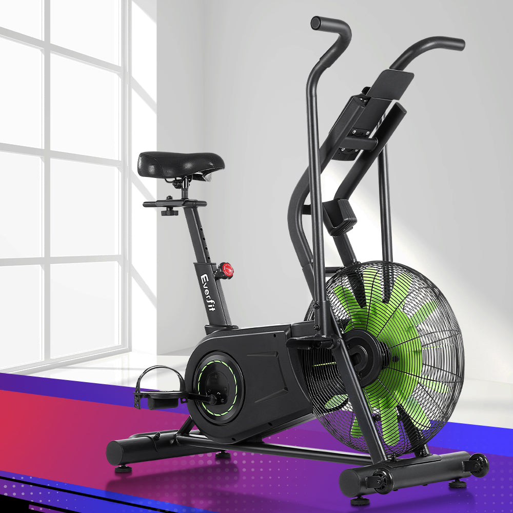 Exercise Bikes: Everfit Air Bike Dual Action Exercise Bike Fitness Home Gym Cardio