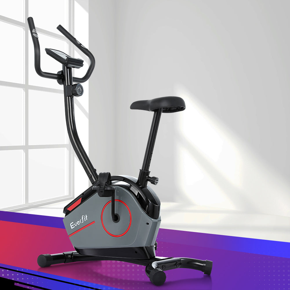 Exercise Bikes: Everfit Magnetic Exercise Bike 8 Levels Upright Bike Fitness Home Gym Cardio