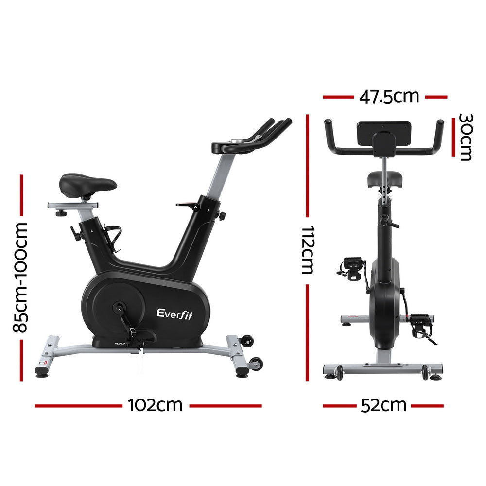Exercise Bikes: Everfit Exercise Bike Spin Bike Electromagnetic Smart Home Fitness 24-Level Resistance 120kg Bluetooth