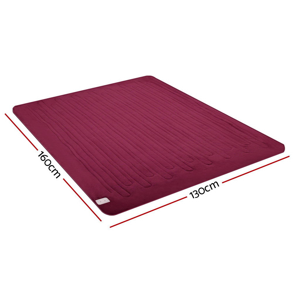 Blankets & Throws: Giselle Electric Throw Rug Heated Blanket Fleece Red