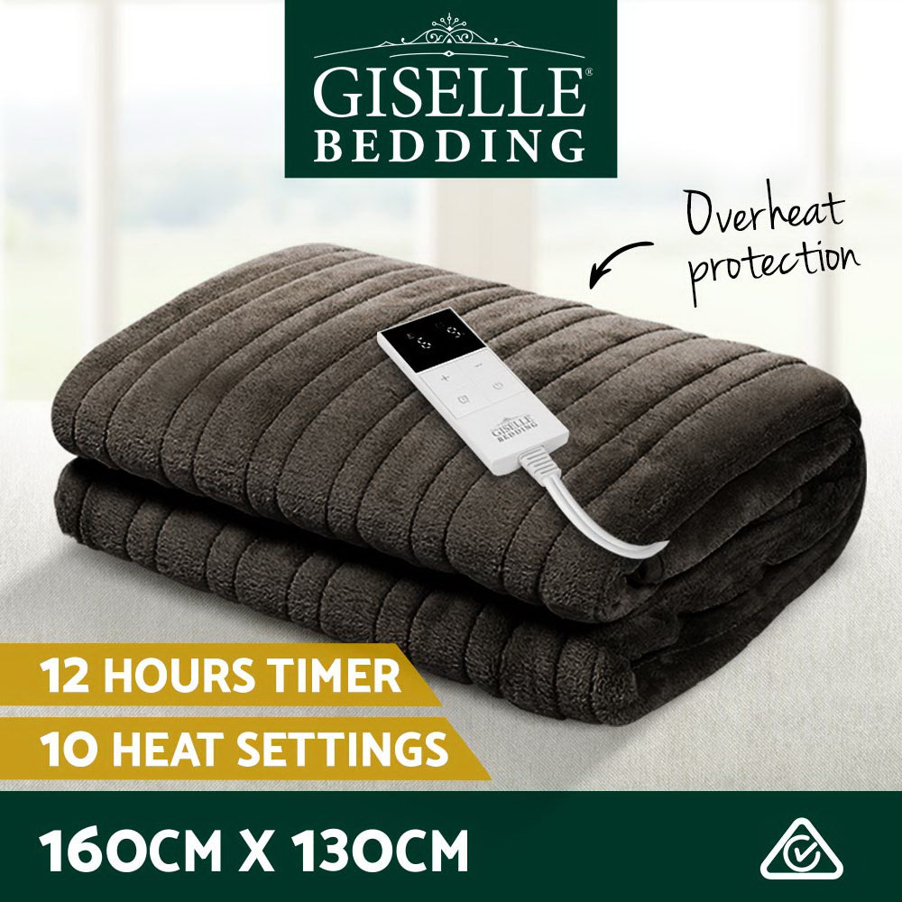 Blankets & Throws: Giselle Bedding Electric Throw Blanket - Chocolate