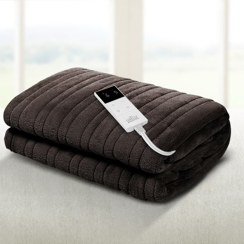 Blankets & Throws: Giselle Bedding Electric Throw Blanket - Chocolate