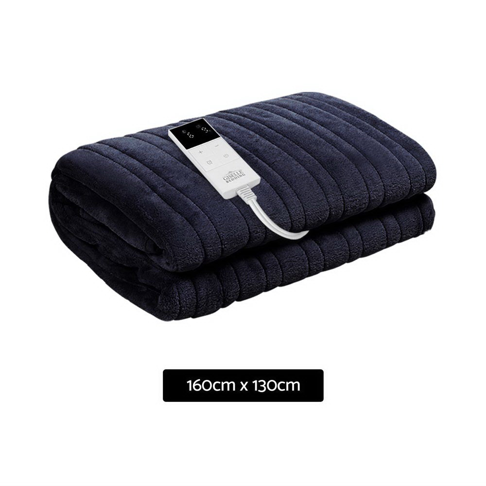 Blankets & Throws: Giselle Bedding Heated Electric Throw Rug Fleece Sunggle Blanket Washable Charcoal