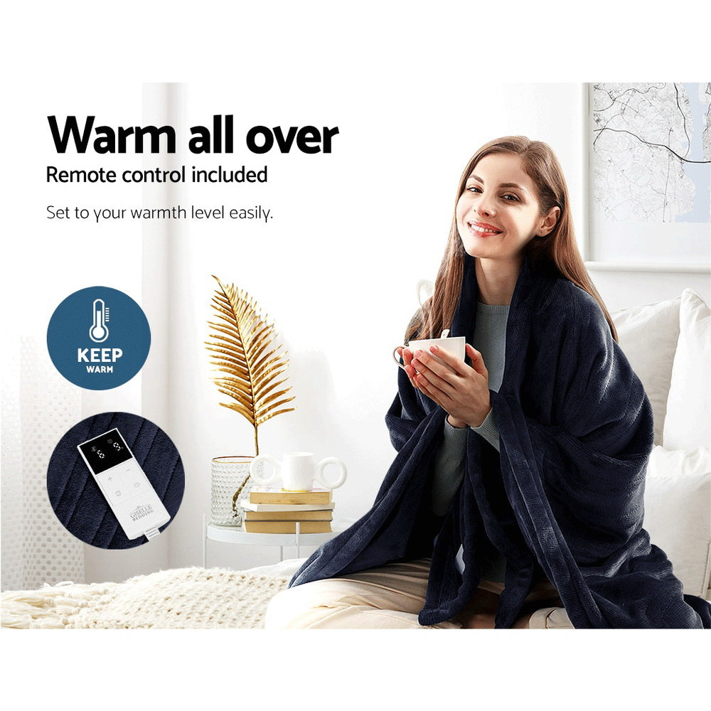 Blankets & Throws: Giselle Bedding Heated Electric Throw Rug Fleece Sunggle Blanket Washable Charcoal