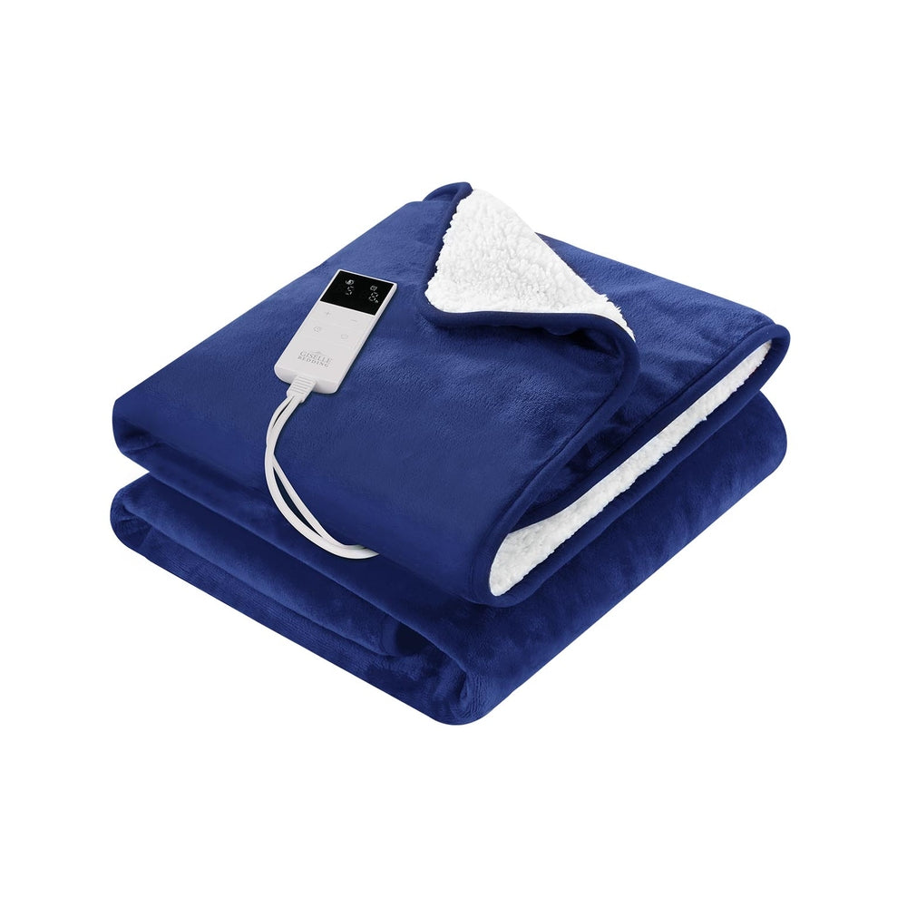 Blankets & Throws: Giselle Electric Throw Rug Heated Blanket Washable Snuggle Flannel Winter Navy