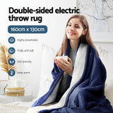Blankets & Throws: Giselle Electric Throw Rug Heated Blanket Washable Snuggle Flannel Winter Navy