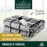 Blankets & Throws: Giselle Bedding Electric Throw Rug Flannel Snuggle Blanket Washable Heated Grey and White Checkered