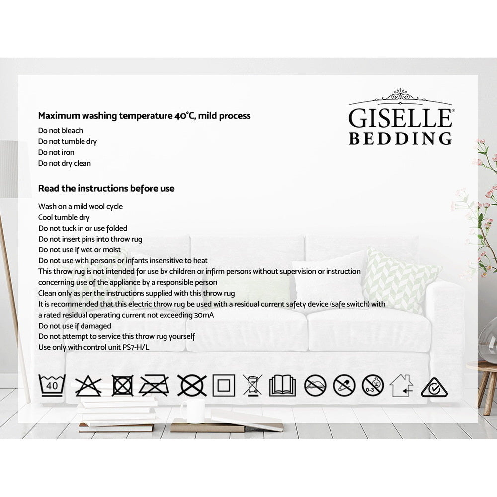 Blankets & Throws: Giselle Bedding Electric Throw Rug Flannel Snuggle Blanket Washable Heated Grey and White Checkered