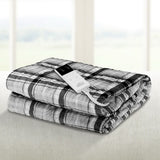Blankets & Throws: Giselle Bedding Electric Throw Rug Flannel Snuggle Blanket Washable Heated Grey and White Checkered