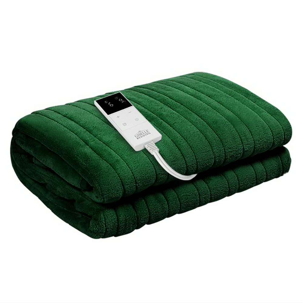 Blankets & Throws: Giselle Electric Throw Rug Heated Blanket Washable Snuggle Flannel Winter Green