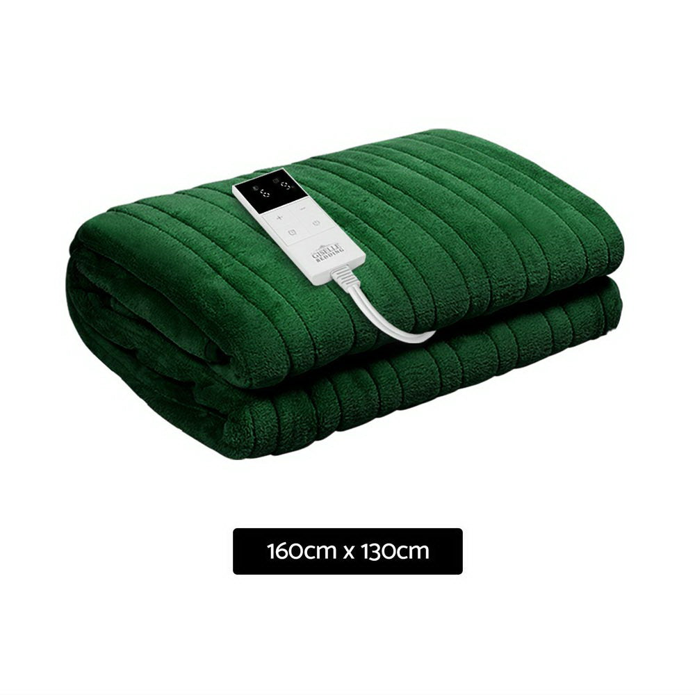 Blankets & Throws: Giselle Electric Throw Rug Heated Blanket Washable Snuggle Flannel Winter Green
