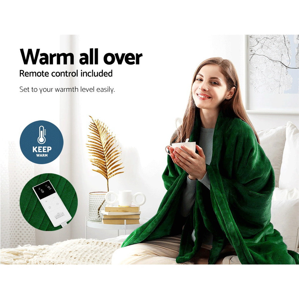Blankets & Throws: Giselle Electric Throw Rug Heated Blanket Washable Snuggle Flannel Winter Green