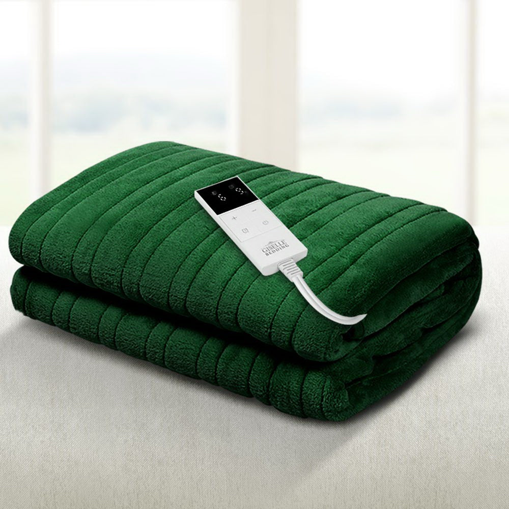 Blankets & Throws: Giselle Electric Throw Rug Heated Blanket Washable Snuggle Flannel Winter Green