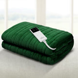 Giselle Electric Throw Rug Heated Blanket Washable Snuggle Flannel Winter Green