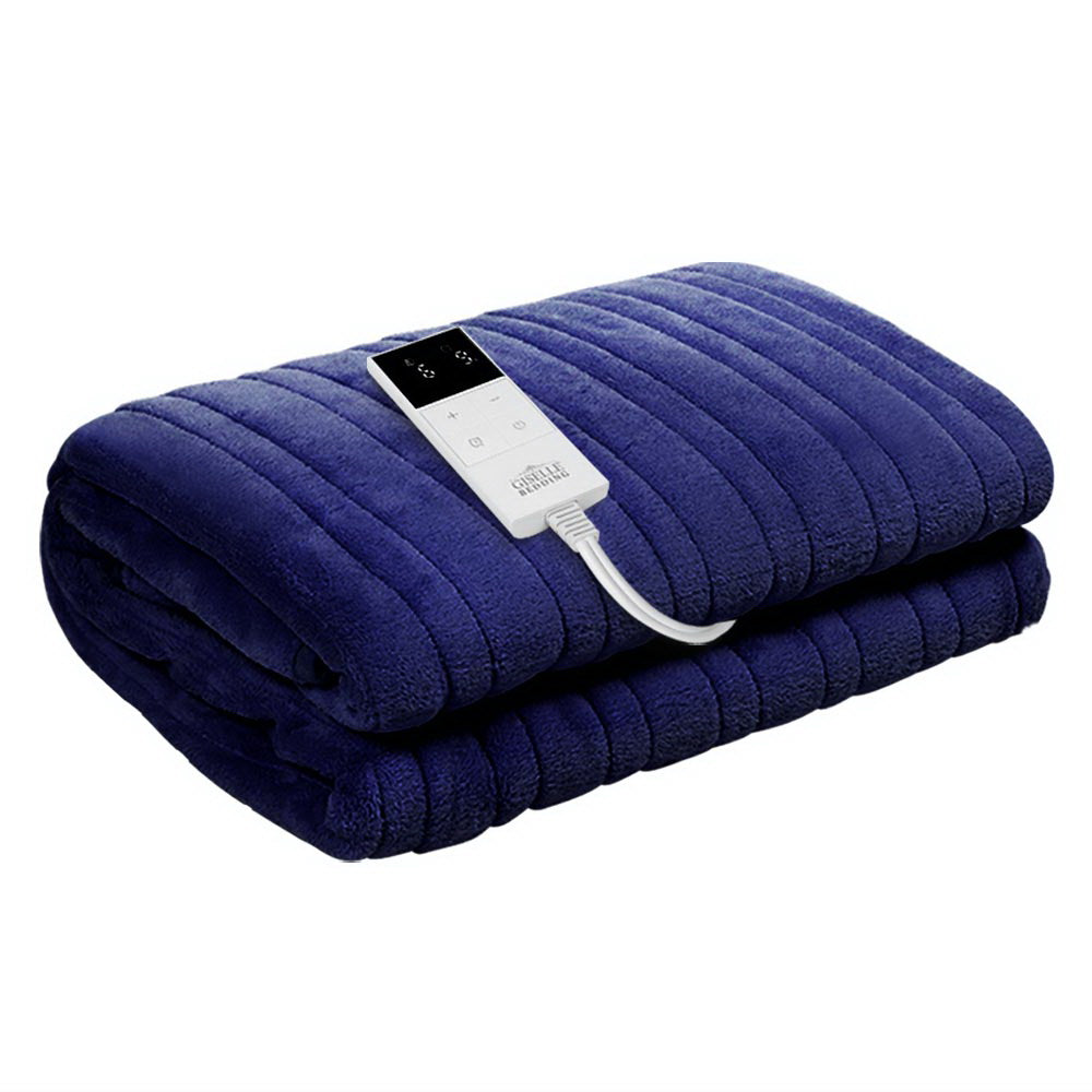 Blankets & Throws: Giselle Bedding Electric Throw Blanket - Navy