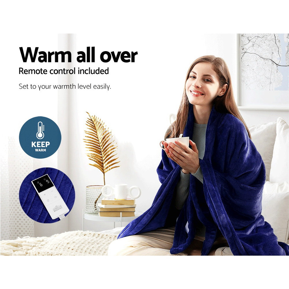 Blankets & Throws: Giselle Bedding Electric Throw Blanket - Navy