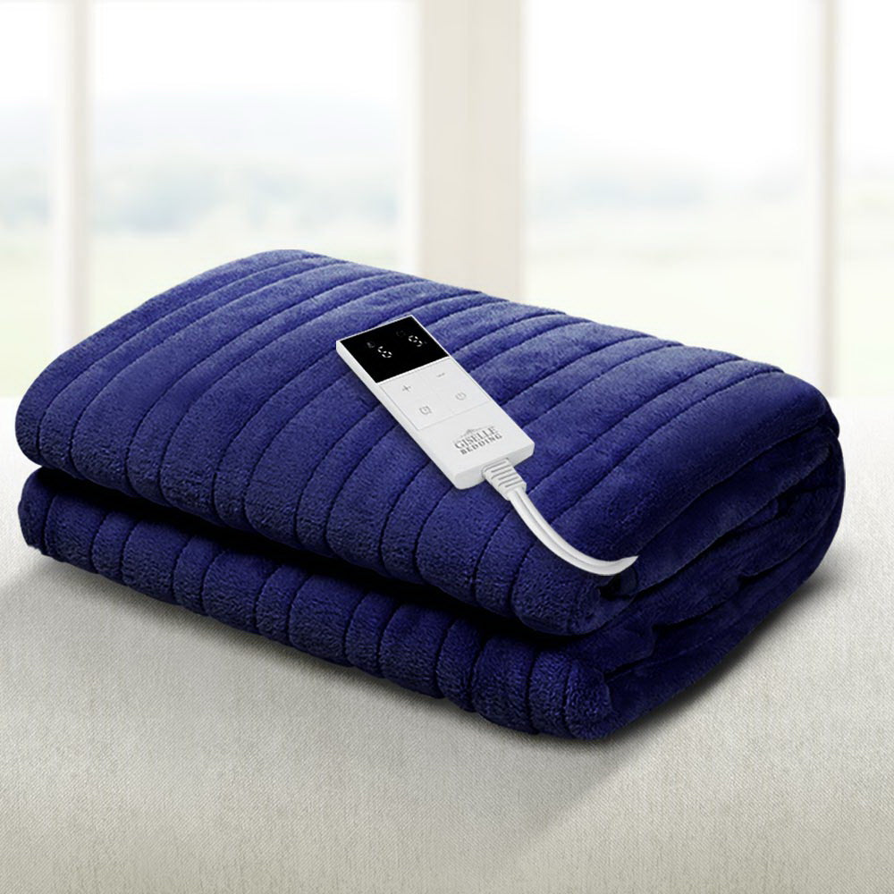 Blankets & Throws: Giselle Bedding Electric Throw Blanket - Navy