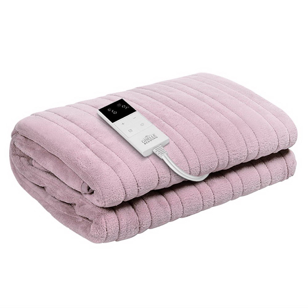 Blankets & Throws: Giselle Electric Throw Rug Heated Blanket Fleece Pink