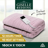 Blankets & Throws: Giselle Electric Throw Rug Heated Blanket Fleece Pink