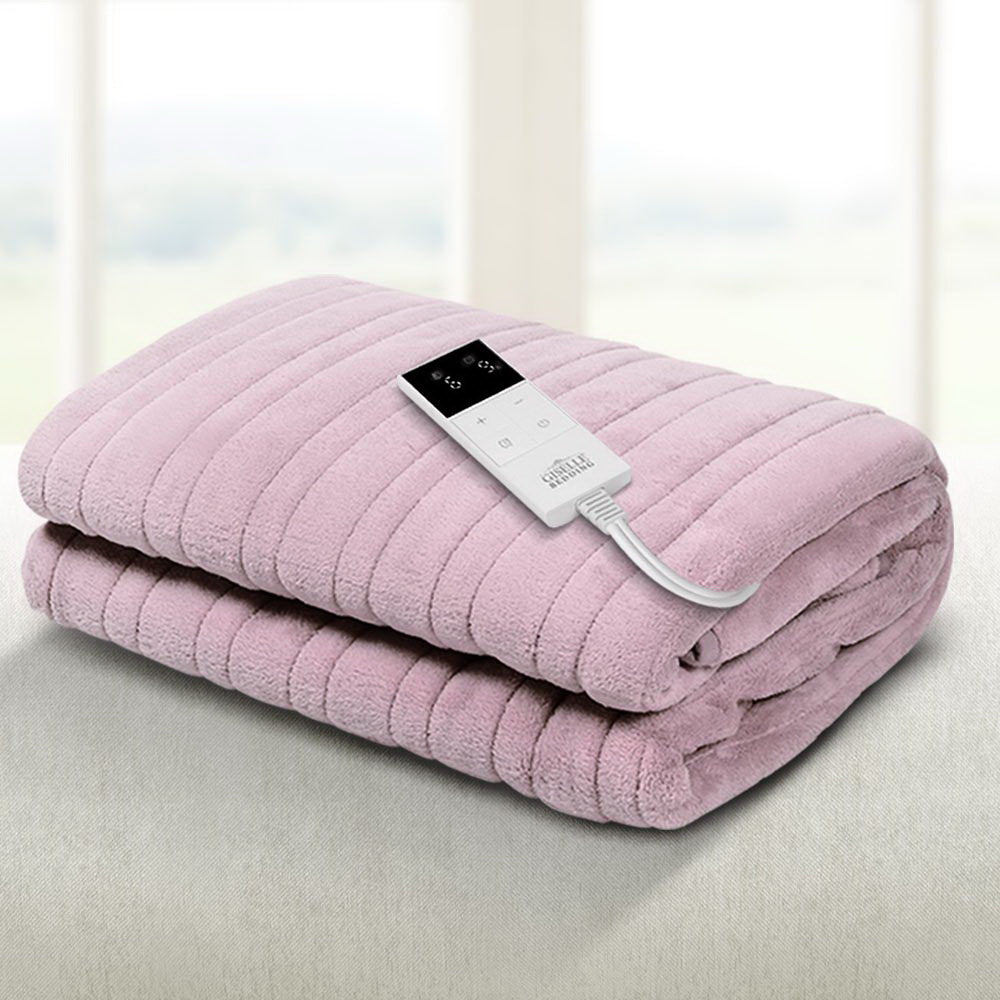 Blankets & Throws: Giselle Electric Throw Rug Heated Blanket Fleece Pink