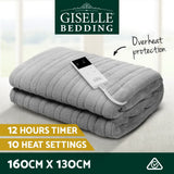 Blankets & Throws: Giselle Bedding Heated Electric Throw Rug Fleece Sunggle Blanket Washable Silver