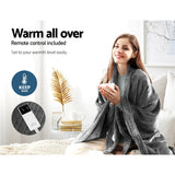 Blankets & Throws: Giselle Bedding Heated Electric Throw Rug Fleece Sunggle Blanket Washable Silver