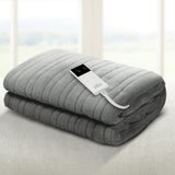Blankets & Throws: Giselle Bedding Heated Electric Throw Rug Fleece Sunggle Blanket Washable Silver