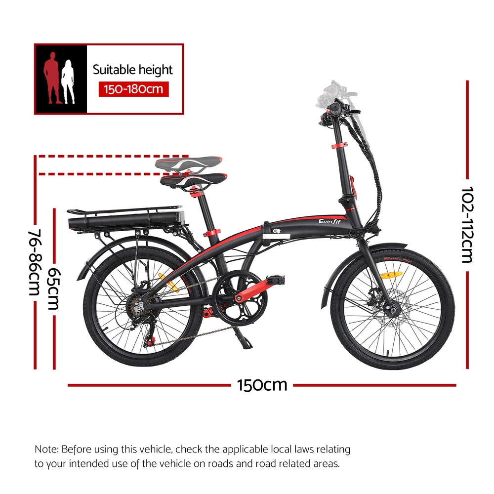 Bicycles: Everfit Folding Electric Bike Urban City Bicycle eBike Rechargeable Battery 250W