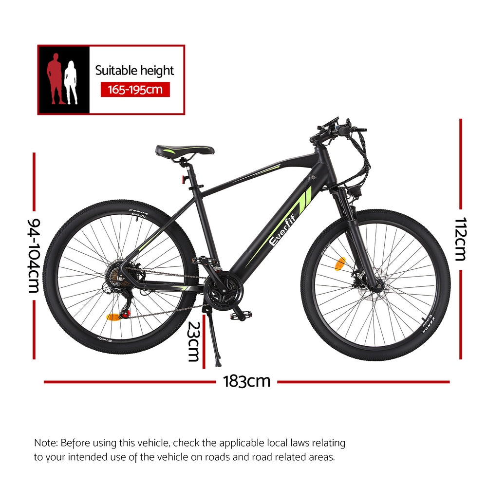 Bicycles: Everfit 27.5 Inch Electric Bike Mountain Bicycle eBike Battery 21 Speed