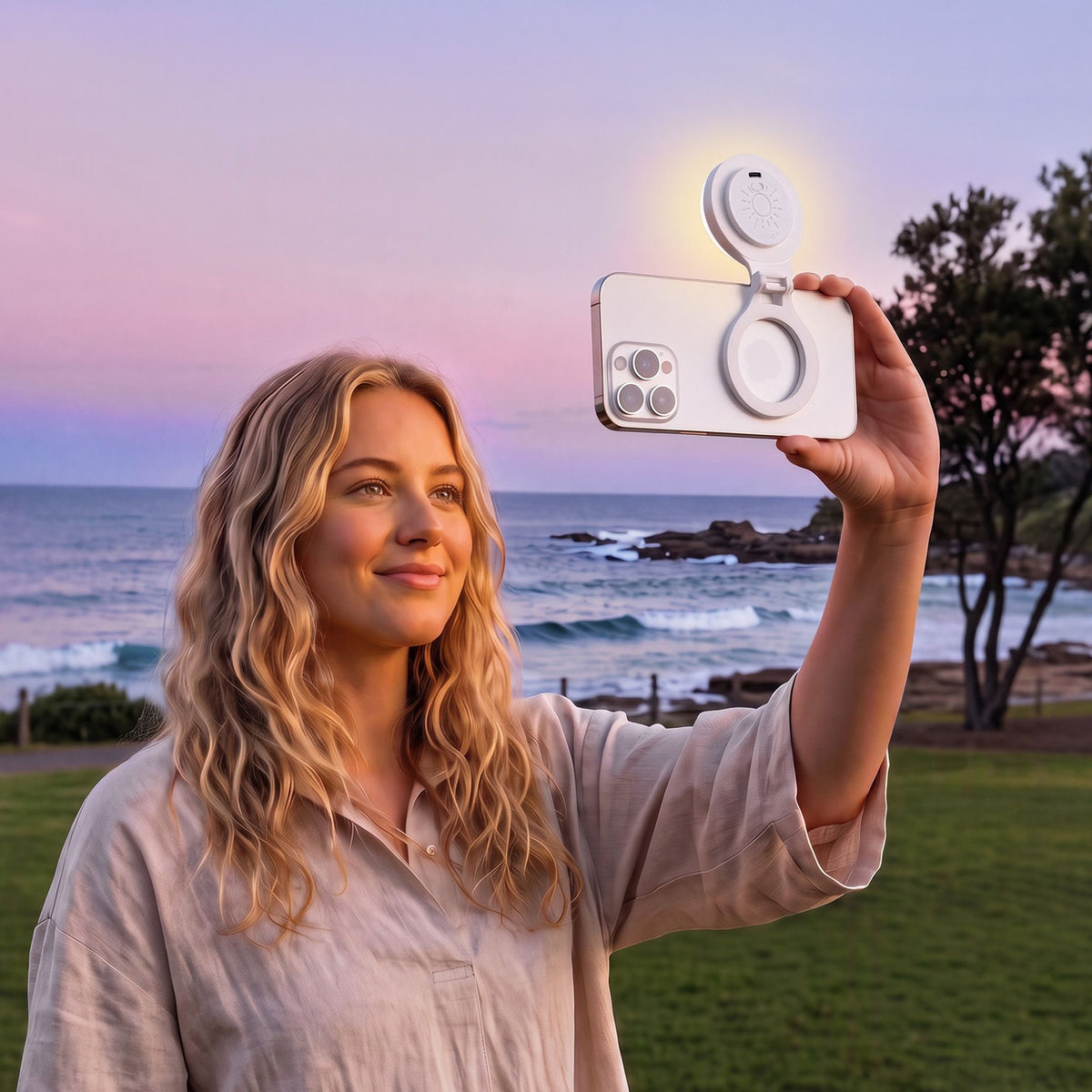 Devanti Magnetic Selfie Light Foldable LED Ring Fill Phone Light CRI95 White