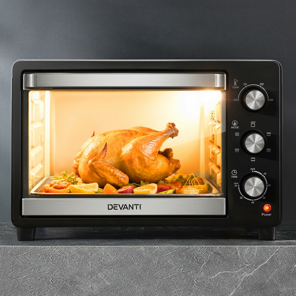Ovens: Devanti 30L Convection Oven Electric Fryer Ovens 1600W