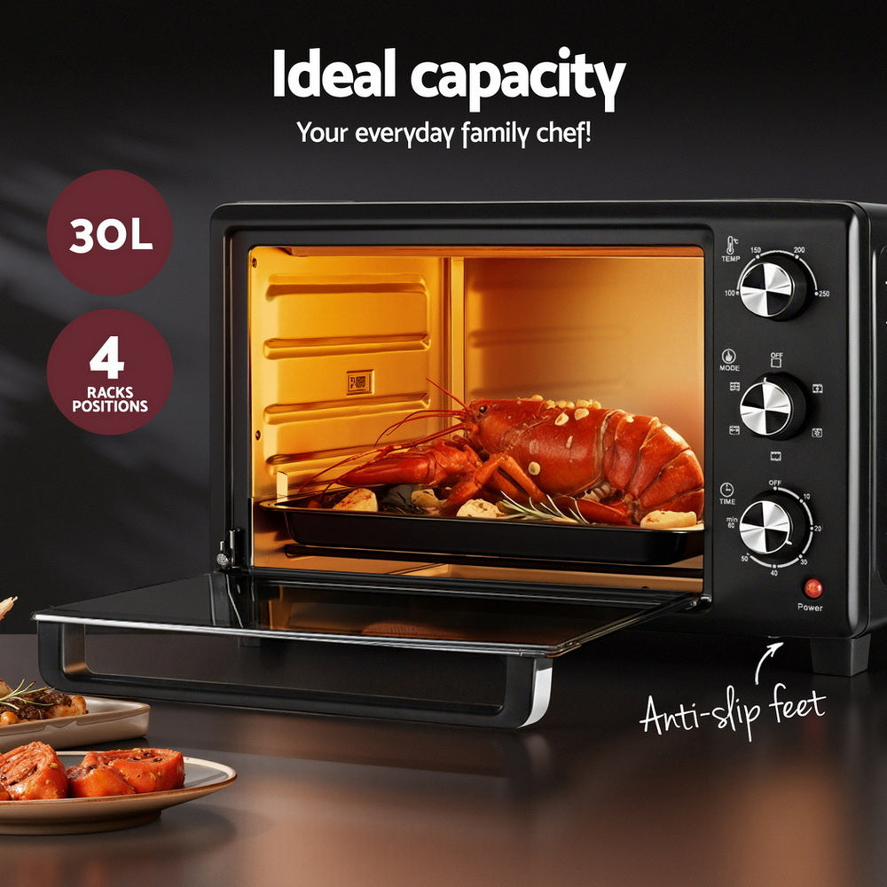 Ovens: Devanti 30L Convection Oven Electric Fryer Ovens 1600W