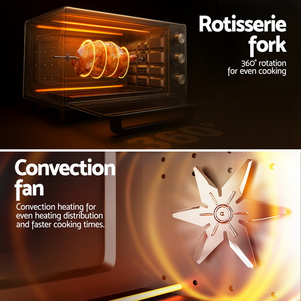 Ovens: Devanti 30L Convection Oven Electric Fryer Ovens 1600W