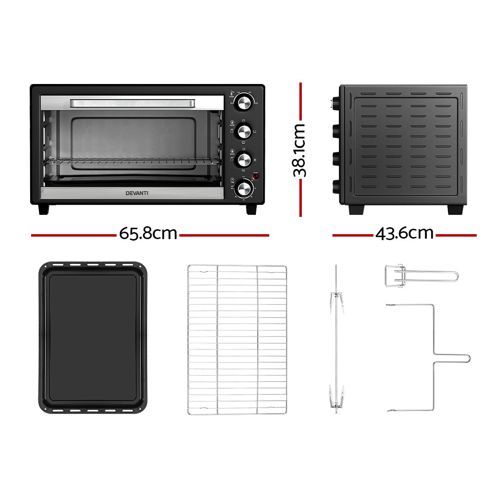 Air Fryers: Devanti 60L Convection Oven Electric Fryer Ovens 2000W