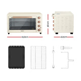 Ovens: Devanti 60L Convection Oven Electric Fryer Ovens 2000W Cream