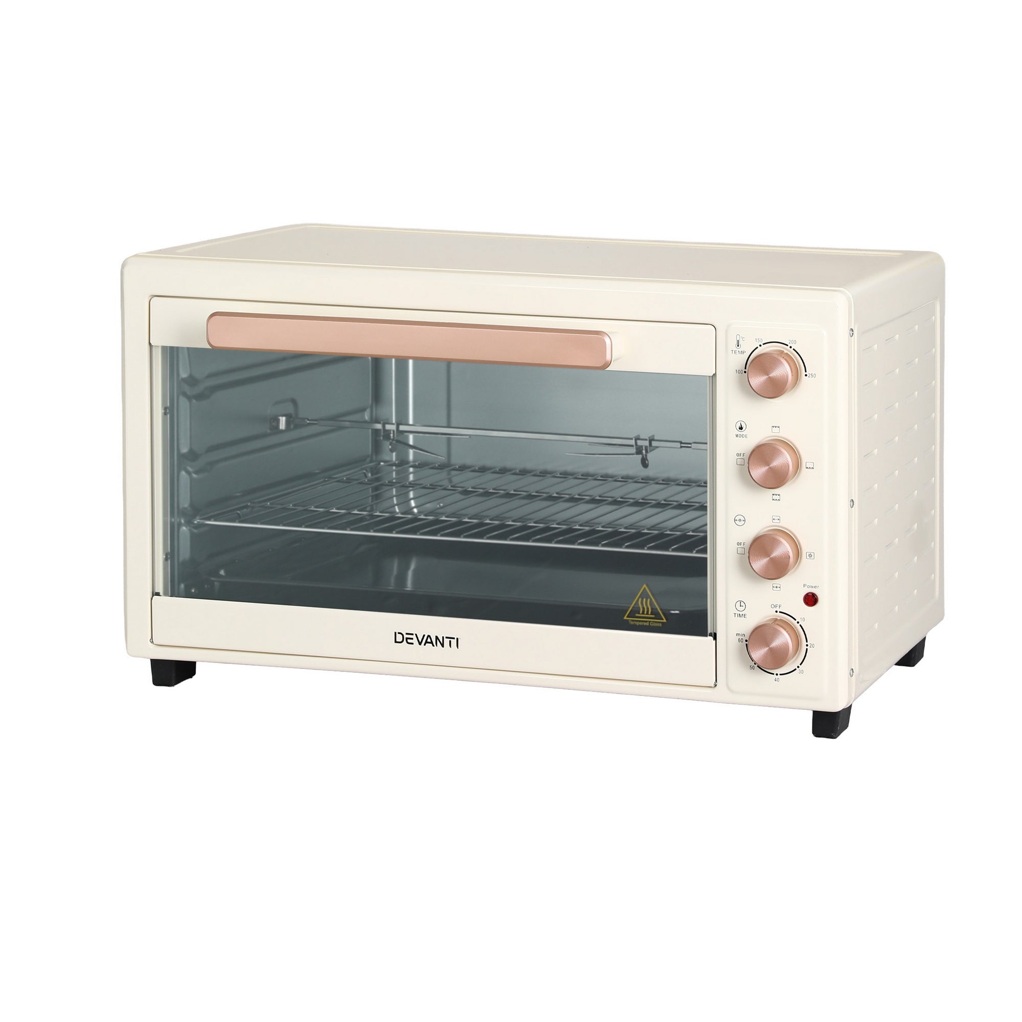 Ovens: Devanti 60L Convection Oven Electric Fryer Ovens 2000W Cream