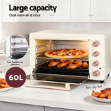 Ovens: Devanti 60L Convection Oven Electric Fryer Ovens 2000W Cream