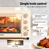 Ovens: Devanti 60L Convection Oven Electric Fryer Ovens 2000W Cream