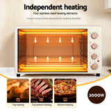 Ovens: Devanti 60L Convection Oven Electric Fryer Ovens 2000W Cream